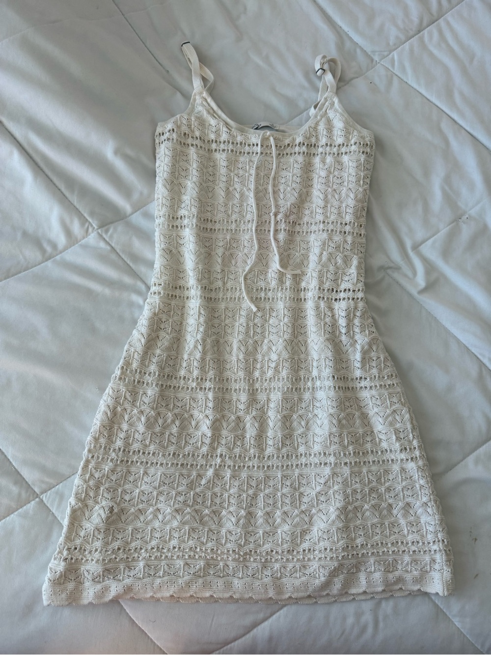 Hollister Cream Crochet Mini Dress with Adjustable Straps